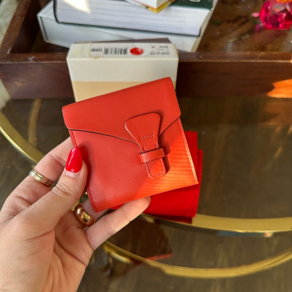 Bally Card Holder Coin Money Pouch Orange New
